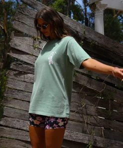 Kulani Kinis Mermaid Meadows Boyfriend Tee - Sage Green
