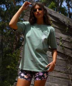 Kulani Kinis Mermaid Meadows Boyfriend Tee - Sage Green