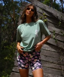 Kulani Kinis Mermaid Meadows Boyfriend Tee - Sage Green