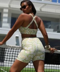 Kulani Kinis New Arrivals Active Cross Back Crop Top - Lush Limestone