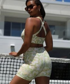 Kulani Kinis New Arrivals Active Cross Back Crop Top - Lush Limestone