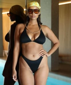 Kulani Kinis High Leg Vintage Bikini Bottom - Pitch Black Ribbed 13 Kulani Kinis High Leg Vintage Bikini Bottom - Pitch Black Ribbed