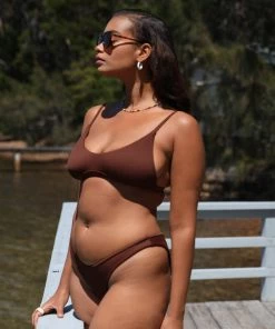 Kulani Kinis Minimal Full Coverage Bikini Bottom - Espresso Ribbed New Arrivals