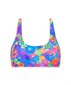 Kulani Kinis Bikini Tops Crop Tie Back Bikini Top - Rainbow Jungle