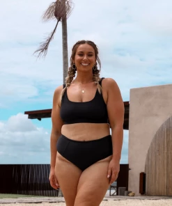 Kulani Kinis High Waist Panel Bikini Bottom - Pitch Black