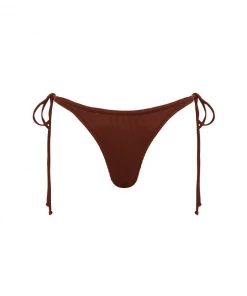 Kulani Kinis Full Coverage Tie Side Bikini Bottom - Espresso Ribbed New Arrivals