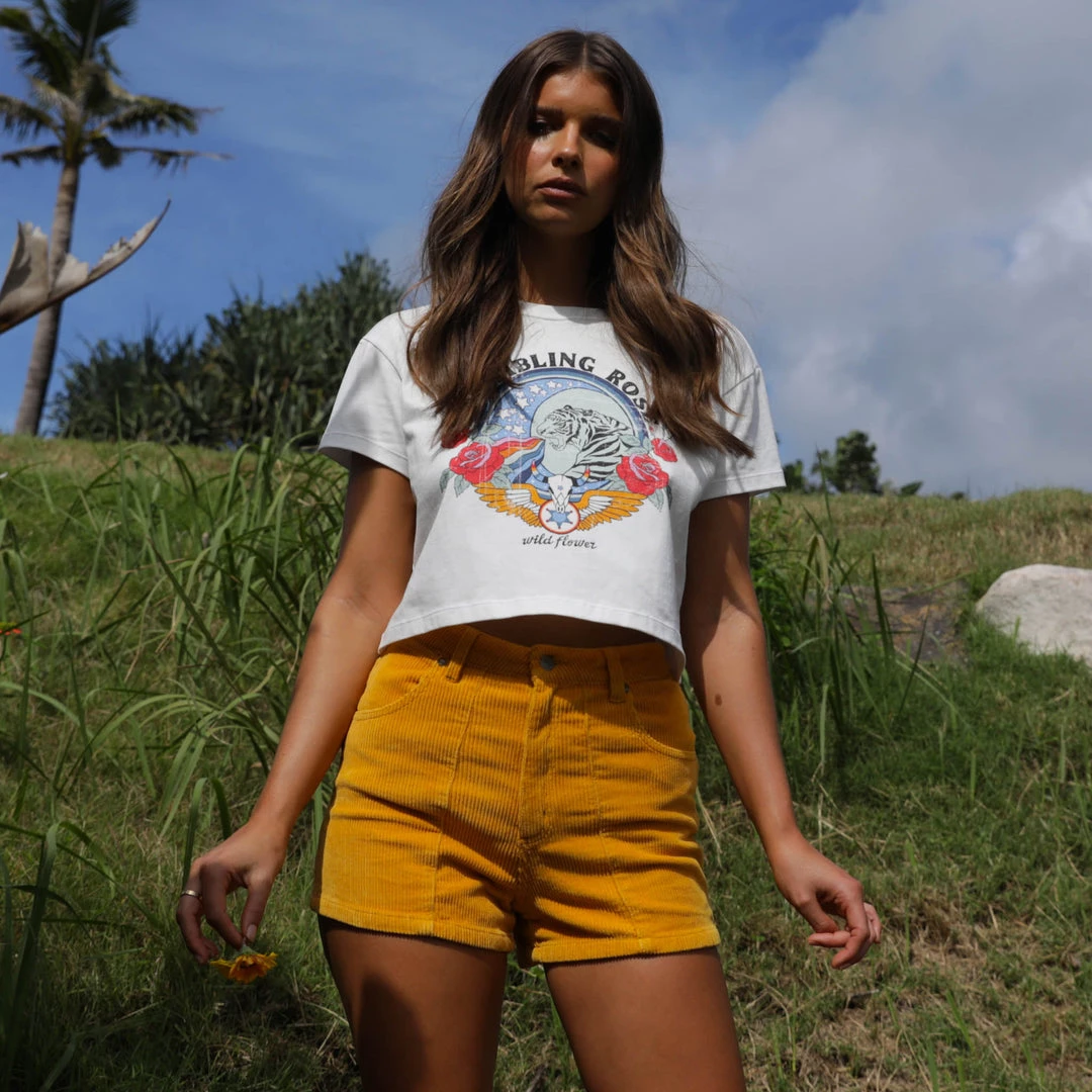 Kulani Kinis Rambling Rose Crop Tee Shirt - Shell White New Arrivals 3 Kulani Kinis Rambling Rose Crop Tee Shirt - Shell White New Arrivals