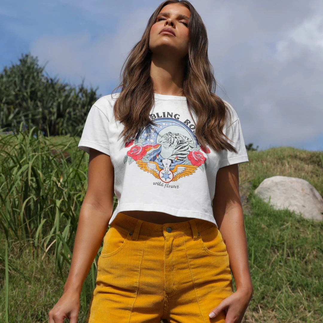 Kulani Kinis Rambling Rose Crop Tee Shirt - Shell White New Arrivals 5 Kulani Kinis Rambling Rose Crop Tee Shirt - Shell White New Arrivals