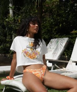 Kulani Kinis Hula Girl Crop Tee Shirt - Shell White