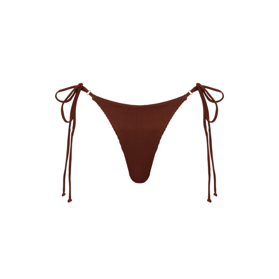 Kulani Kinis New Arrivals Thong Tie Side Bikini Bottom - Espresso Ribbed 9 Kulani Kinis New Arrivals Thong Tie Side Bikini Bottom - Espresso Ribbed