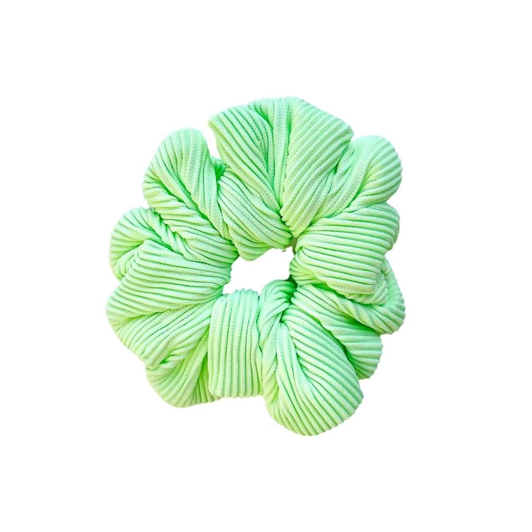 Kulani Kinis Scrunchie - Pastel Neon Lime Ribbed 3 Kulani Kinis Scrunchie - Pastel Neon Lime Ribbed