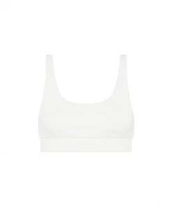 Kulani Kinis Bikini Tops Long Crop Bikini Top - White Ribbed