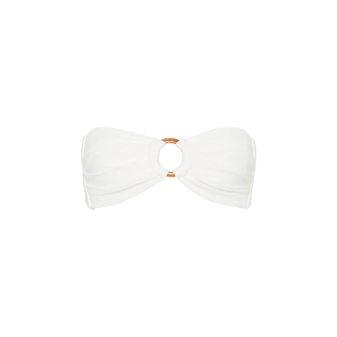 Kulani Kinis New Arrivals Strapless Bandeau Bikini Top - White Ribbed 10 Kulani Kinis New Arrivals Strapless Bandeau Bikini Top - White Ribbed