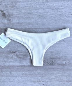 Kulani Kinis Bikini Bottoms Cheeky Bikini Bottom - White Ribbed