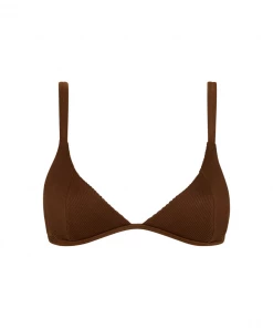 Kulani Kinis Scoop Triangle Bikini Top - Espresso Ribbed