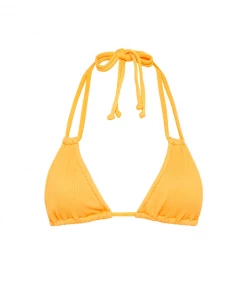 Kulani Kinis Bikini Tops Halter Bralette Bikini Top - Mango Ribbed
