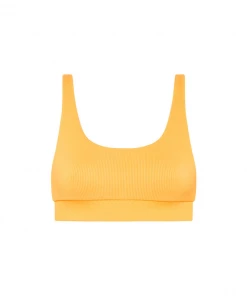 Kulani Kinis Bikini Tops Long Crop Bikini Top - Mango Ribbed