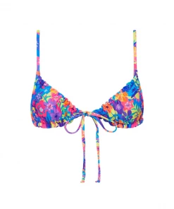 Kulani Kinis Ruched Bralette Bikini Top - Rainbow Jungle Bikini Tops