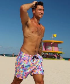 Kulani Kinis Men's Swim Trunks - Rainbow Jungle