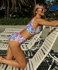 Kulani Kinis Bikini Tops Long Crop Bikini Top - Rainbow Jungle 16 Kulani Kinis Bikini Tops Long Crop Bikini Top - Rainbow Jungle