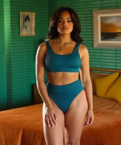 Kulani Kinis High Hip Cheeky Bikini Bottom - Cactus Ribbed 12 Kulani Kinis High Hip Cheeky Bikini Bottom - Cactus Ribbed