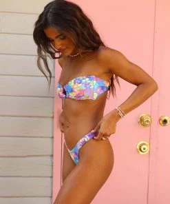 Kulani Kinis Bikini Tops Strapless Bandeau Bikini Top - Rainbow Jungle