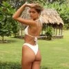 Kulani Kinis Minimal Cheeky Bikini Bottom - White Ribbed New Arrivals