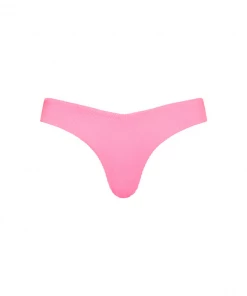 Kulani Kinis Cheeky V Bikini Bottom - Barbie Pink Ribbed