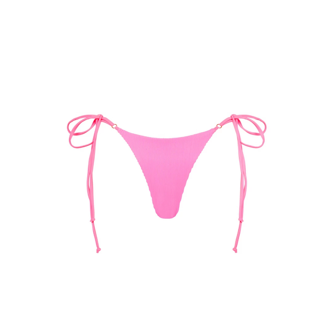 Kulani Kinis Thong Tie Side Bikini Bottom - Barbie Pink Ribbed Bikini Bottoms 6 Kulani Kinis Thong Tie Side Bikini Bottom - Barbie Pink Ribbed Bikini Bottoms