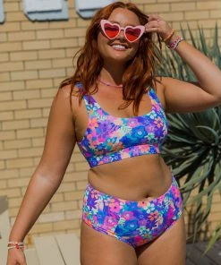 Kulani Kinis High Waist Panel Bikini Bottom - Rainbow Jungle