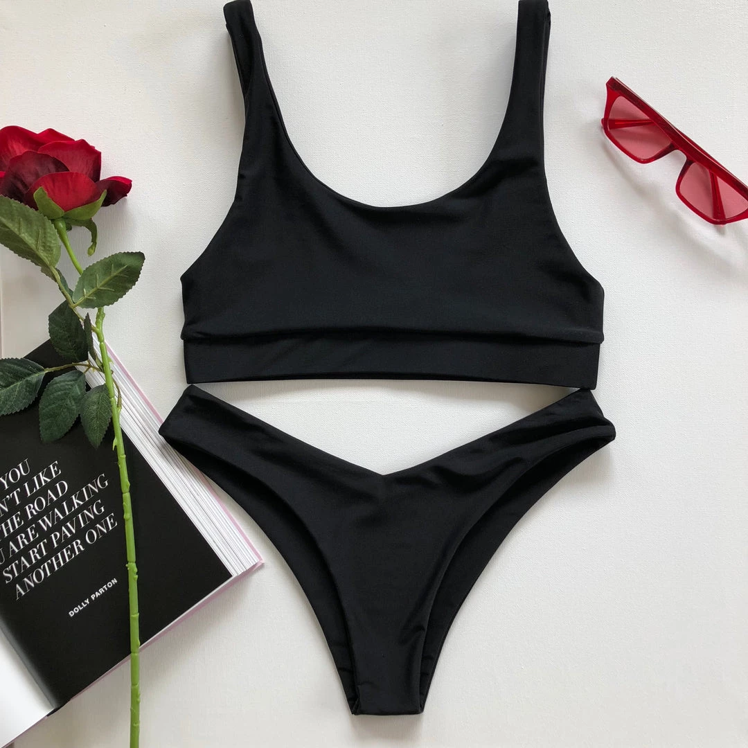 Kulani Kinis Long Crop Bikini Top - Pitch Black 10 Kulani Kinis Long Crop Bikini Top - Pitch Black