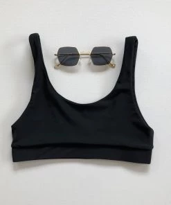 Kulani Kinis Long Crop Bikini Top - Pitch Black 22 Kulani Kinis Long Crop Bikini Top - Pitch Black