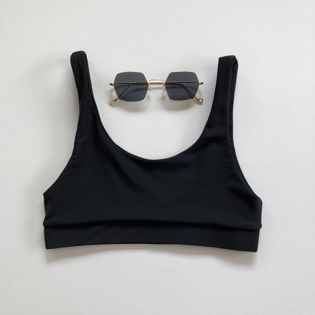 Kulani Kinis Long Crop Bikini Top - Pitch Black 12 Kulani Kinis Long Crop Bikini Top - Pitch Black