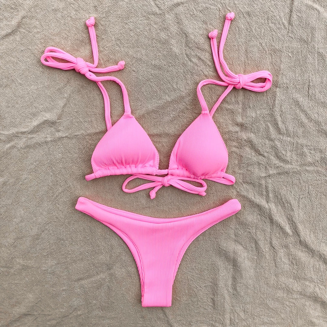 Kulani Kinis Padded Bralette Bikini Top - Barbie Pink Ribbed Bikini Tops 5 Kulani Kinis Padded Bralette Bikini Top - Barbie Pink Ribbed Bikini Tops