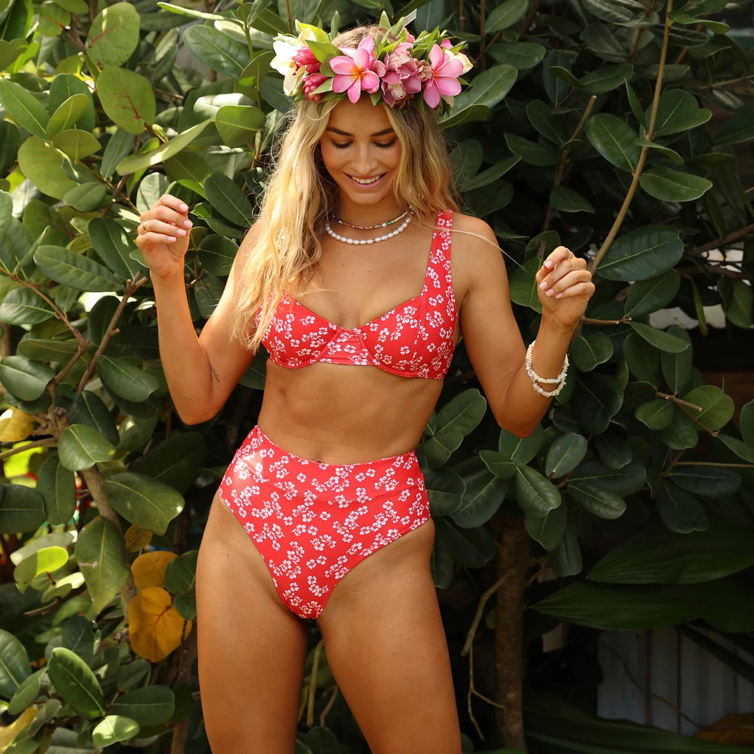 Kulani Kinis High Hip Cheeky Bikini Bottom - Aloha Punch 6 Kulani Kinis High Hip Cheeky Bikini Bottom - Aloha Punch