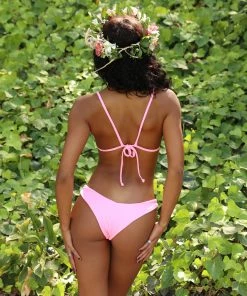 Kulani Kinis Cheeky V Bikini Bottom - Barbie Pink Ribbed
