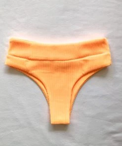 Kulani Kinis High Waist Cheeky Bikini Bottom - Mango Ribbed 12 Kulani Kinis High Waist Cheeky Bikini Bottom - Mango Ribbed