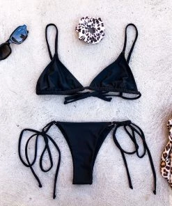 Kulani Kinis Thong Tie Side Bikini Bottom - Pitch Black 16 Kulani Kinis Thong Tie Side Bikini Bottom - Pitch Black