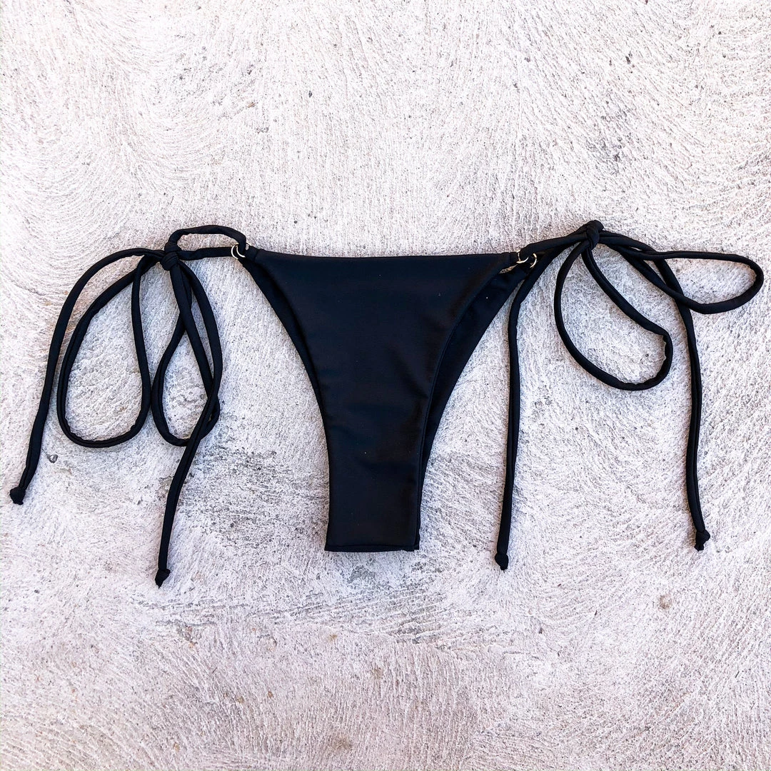 Kulani Kinis Thong Tie Side Bikini Bottom - Pitch Black 9 Kulani Kinis Thong Tie Side Bikini Bottom - Pitch Black