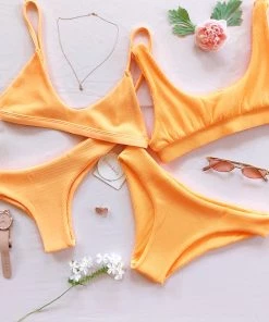 Kulani Kinis Cheeky Bikini Bottom - Mango Ribbed Bikini Bottoms 14 Kulani Kinis Cheeky Bikini Bottom - Mango Ribbed Bikini Bottoms