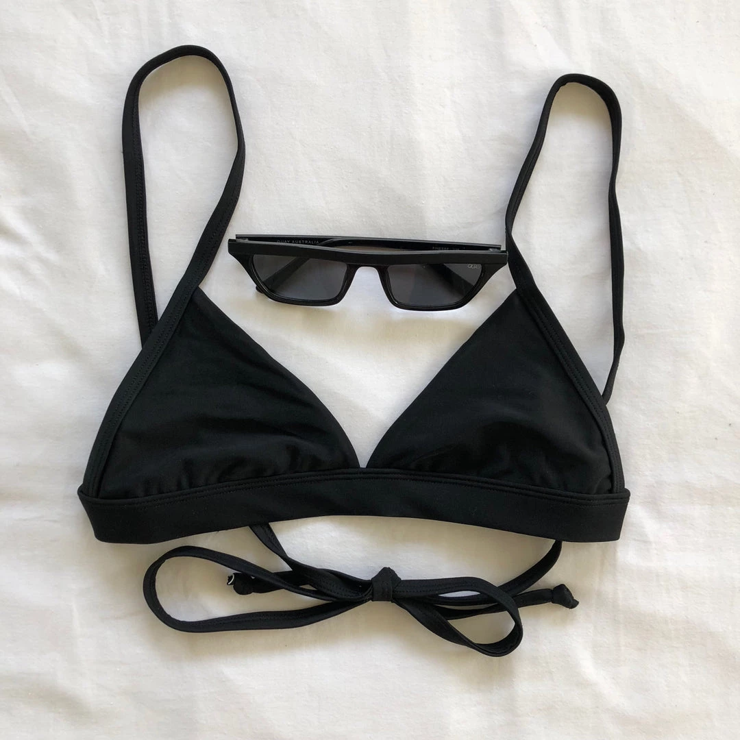 Kulani Kinis Triangle Bikini Top - Pitch Black Bikini Tops 6 Kulani Kinis Triangle Bikini Top - Pitch Black Bikini Tops