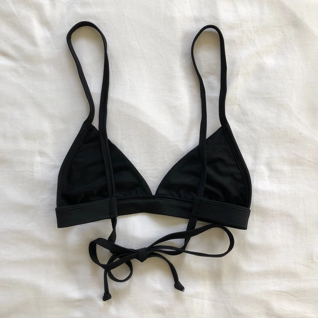 Kulani Kinis Triangle Bikini Top - Pitch Black Bikini Tops 8 Kulani Kinis Triangle Bikini Top - Pitch Black Bikini Tops