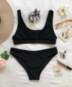 Kulani Kinis Full Coverage Bikini Bottom - Pitch Black Bikini Bottoms