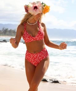 Kulani Kinis Bikini Tops Triangle Cross Back Bikini Top - Aloha Punch 15 Kulani Kinis Bikini Tops Triangle Cross Back Bikini Top - Aloha Punch