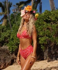 Kulani Kinis Bikini Tops Triangle Cross Back Bikini Top - Aloha Punch 14 Kulani Kinis Bikini Tops Triangle Cross Back Bikini Top - Aloha Punch