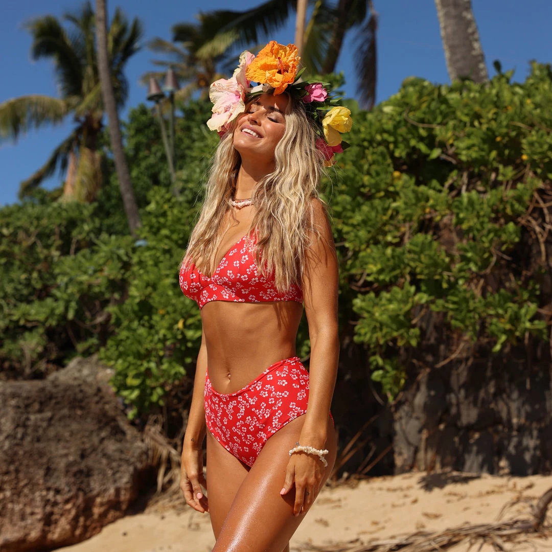 Kulani Kinis Bikini Tops Triangle Cross Back Bikini Top - Aloha Punch 7 Kulani Kinis Bikini Tops Triangle Cross Back Bikini Top - Aloha Punch