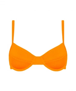Kulani Kinis Bikini Tops Ditzy Underwire Bra Bikini Top - Papaya Ribbed
