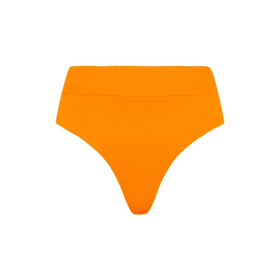 Kulani Kinis Bikini Bottoms High Hip Cheeky Bikini Bottom - Papaya Ribbed 10 Kulani Kinis Bikini Bottoms High Hip Cheeky Bikini Bottom - Papaya Ribbed