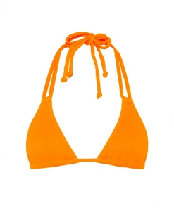 Kulani Kinis Halter Bralette Bikini Top - Papaya Ribbed