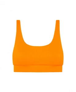 Kulani Kinis Long Crop Bikini Top - Papaya Ribbed